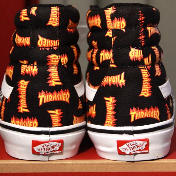 Size 12 - VANS Thrasher x Skate Sk8- High Allover Thrasher Logo - Picture 2 of 6